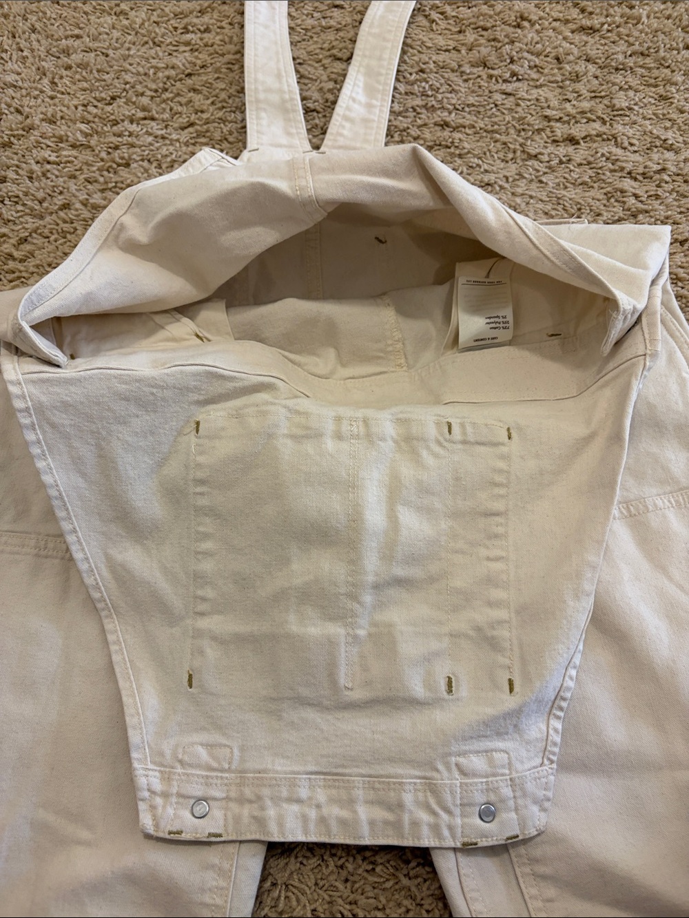 EUC REI Cooperative Trailsmith Cream Utility Painters Overalls, Womens 6 - Picture 8 of 14
